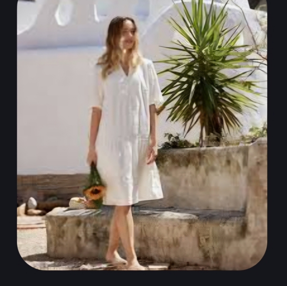 GRAE COVE WHITE LINEN TIERD DRESS SIZE MEDIUM